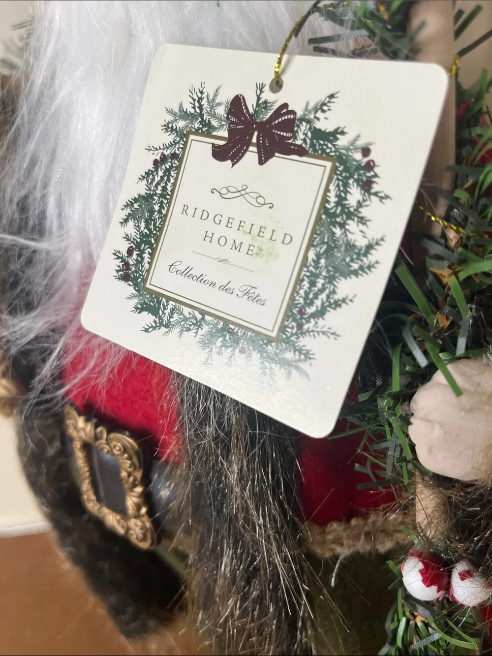 Ridgefield Home Holiday Santa Figurine - Red Coat with White Beard